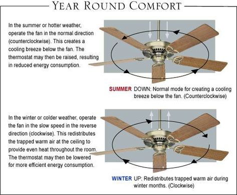 Fan Direction For Summer, Fan Direction, Ceiling Fan Direction, Hunter Ceiling Fans, Home Fix, Simple Life Hacks, Diy Life Hacks, Home Repairs, Diy Life