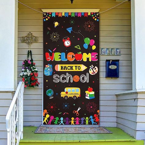 Amazon.com: Welcome Back to School Door Cover Decoration First Day of School Door Cover Hanging Banner Back to School Photo Booth Prop Wall Decoration for School Classroom Supplies with Rope, 70.8 x 35.4Inch : Office Products Welcome Back To School Door, Teachers Day Decoration, Back To School Door, Prop Wall, School Reception, Nursery Wall Painting, Classroom Welcome, School Door Decorations, Welcome To School