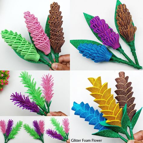 Fun Foam Crafts, Foam Flowers Diy, Flower Petal Template, Foam Sheet Crafts, Flower Pens, Floral Picks, Diy Paper Crafts Decoration, Diy Crafts Paper Flowers, Kanzashi Flowers