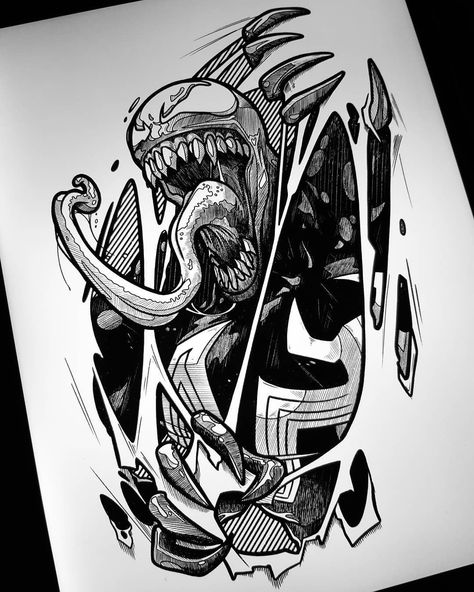 Venom Design, Venom Tattoo, Venom 2, Venom Art, Spiderman Art Sketch, Tattoo Outline Drawing, Marvel Tattoos, Easy Love Drawings, Banksy Art