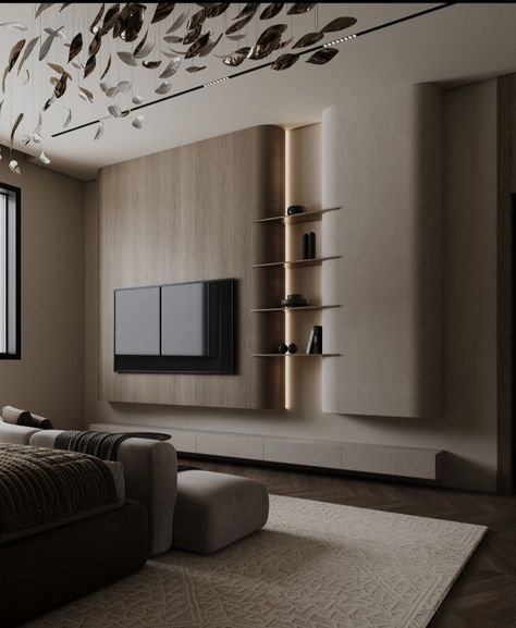 Sleek Tv Unit Design, T V Unit Tv Walls Living Rooms, Contemporary Interior Design Living Room, Bedroom Behance, Modern Tv Unit Designs, Tv Wall Cabinets, Modern Tv Wall Units, Tv Wall Design, Tv Unit Design