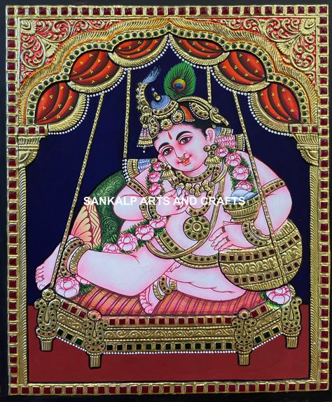 Tanjore painting 
Krishna tanjore painting 
Home decor 
Wall hanging 
Wedding gifts 
Pooja room 
Traditional paintings 
Thanjavur painting 
Original gold 
Original tanjore painting 
Authentic tanjore painting Butter Krishna Tanjore Painting, Krishna Tanjore Painting, Thanjavur Painting, Tanjore Paintings, Tanjore Painting, Painting Decor, 22 Carat Gold, Gold Work, Online Painting