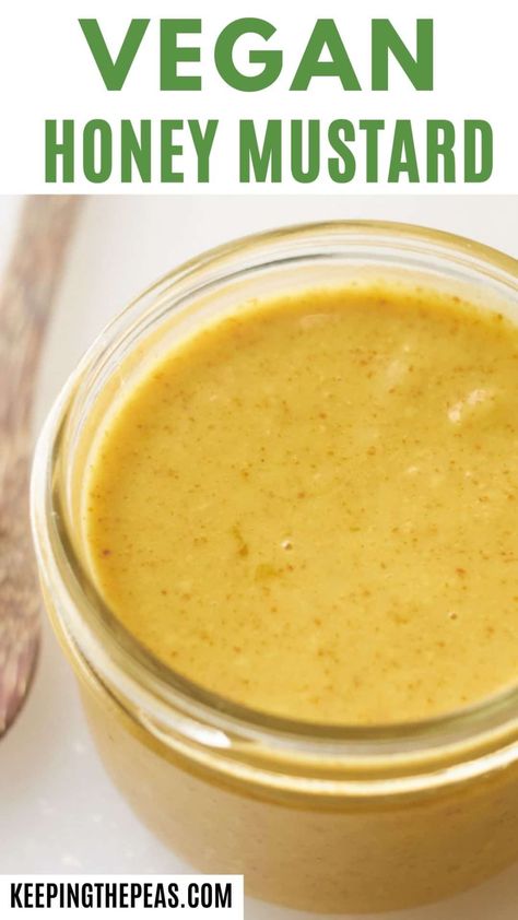 Sweet and spicy, it's everything you want in an oil-free vegan honey mustard dressing without the honey! Using dijon mustard, and maple syrup, spices, and vinegar, this dressing pairs perfectly with healthy greens! Vegan Honey Mustard, Vegan Honey, Honey Mustard Dip, Honey Mustard Recipes, Mustard Dip, Homemade Honey Mustard, Vegan Salad Dressing, Mustard Recipe, Vegan Dip