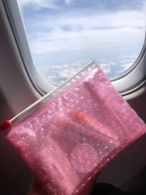 #makeup #travel #glossier #airplane #diy #skincare Airplane Skincare, Airplane Diy, Makeup Travel, Diy Skincare, Makeup Pouch, Beauty Bag, Makeup, Travel, Beauty