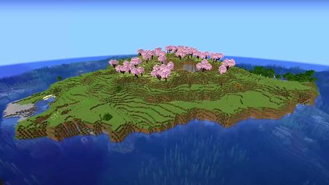 Island Seeds For Minecraft, Cherry Blossom Biome Seed Minecraft, Minecraft Island Seeds, Mc Seeds, Seeds For Minecraft, Server Ideas, Cherry Seeds, Minecraft Seeds, Island Survival