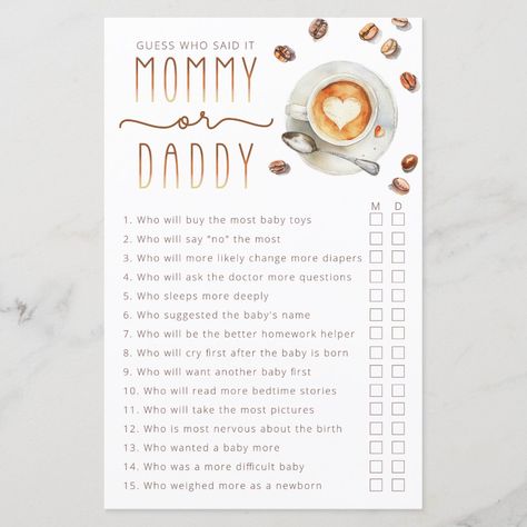 Mommy Or Daddy Baby Shower Game, Baby Shower Timeline, Online Baby Shower Games, Safari Baby Girl, Easy Baby Shower Games, Baby Shower Games Coed, Online Baby Shower, Baby Shower Party Games, Parents To Be