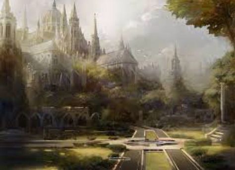 Magic school Fantasy Magic, Fantasy City, Fantasy Castle, Fantasy Setting, Fantasy Places, Art Et Illustration, Matte Painting, Fantasy Art Landscapes, Fantasy Concept Art