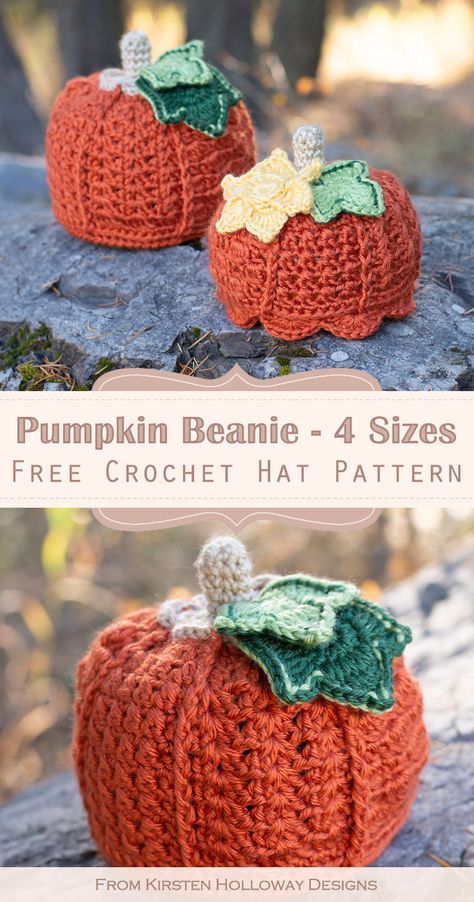 Crochet Pumpkin Hat for Babies & Kids {Free Pattern Tutorial} | Kirsten Holloway Designs - Kirsten Holloway Designs Free Pumpkin Hat Crochet Pattern, Crochet Pumpkin Leaf Pattern, Pumpkin Beanie Crochet Free Pattern, Pumpkin Leaf Crochet Pattern, Crochet Pumpkin Beanie, Crochet Pumpkin Leaf Free Pattern, Crochet Pumpkin Leaf, Crochet Toddler Hat Free Pattern, Crochet Pumpkin Hat Free Pattern