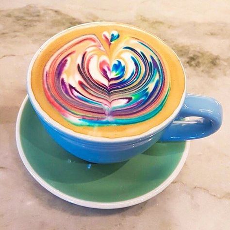 I am not feeling very worky today.  Maybe a Rainbow Latte would motivate me.  #rainbow #latte #worky #work #friday #feelings #espresso #lovesambalatte #happiness #coffeeart #coffeetime #coffeebreak #coffeeculture #sambalattesj #sambalattebocapark #weekend #localbrand #beautiful #delicious Cosmic Latte Color, Heart Latte Art, Cat Latte Art, Coffee Latte Art, Cappuccino Machine, Cafe Art, Italian Coffee, Unicorn Foods, Espresso Machines