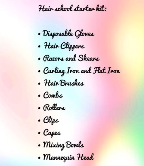 Hair Stylist Supply List, Cosmetology School Must Haves, Cosmetology School Supply List, Cosmetology Must Haves, Hair Salon Equipment Checklist, Cosmetology School Tips, Cosmetology School Notes, Cosmetology School Tips Student, Hair School Cosmetology