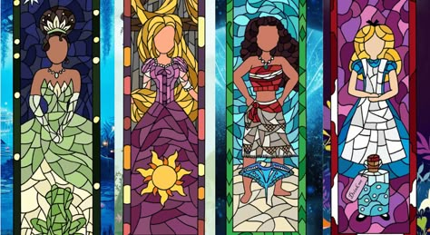 Window Quotes, Disney Bookmarks, Disney Stained Glass, Disney Princess Facts, Disney Room Decor, Punk Disney Princesses, Disney Canvas Art, Handmade Bookmarks Diy, Punk Disney