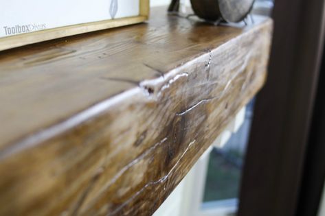 Diy Rustic Fireplace, Build A Floating Shelf, Mantle Cover, Rustic Fireplace Mantel, Diy Mantle, Diy Fireplace Mantle, Beam Fireplace, Beam Mantel, Rustic Mantle