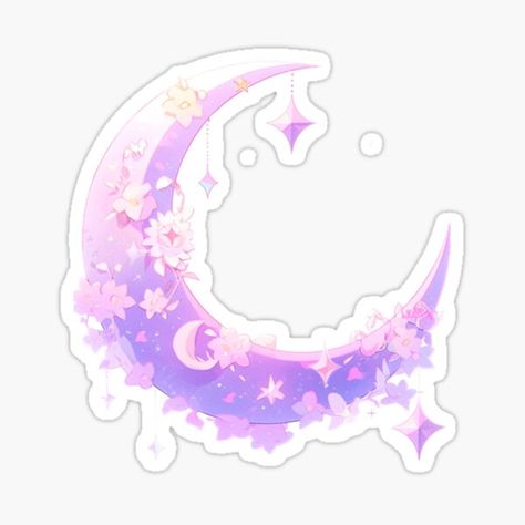 Step into the enchanting realm of the "Mystic Moon Sticker” This aesthetic galaxy-inspired sticker captures the celestial beauty of a dreamy moon adorned with sparkling jewels. Its cute and kawaii charm adds a touch of magic to your collection. Embrace the celestial allure of this aesthetic sticker, featuring a captivating moon surrounded by celestial wonders. Cloud Stickers Aesthetic, Star Stickers Aesthetic, Pastel Purple Stickers, Purple Stickers Aesthetic, Pink And Purple Stickers, Cute Purple Stickers, Purple Aesthetic Stickers, Kawaii Stickers Anime, Dreamy Stickers