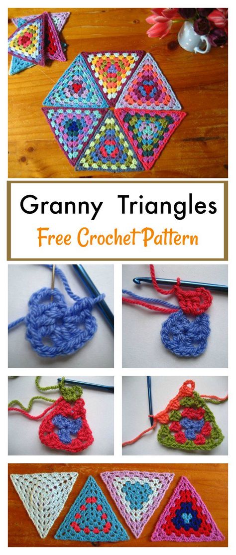 Granny Triangle Free Crochet Pattern #freecrochetpatterns #granny Crochet Triangle Pattern, Granny Triangle, Sunburst Granny Square, Crochet Triangle, Crochet Square Patterns, Granny Squares Pattern, Afghan Blanket, Granny Square Crochet Pattern, Afghan Crochet Patterns