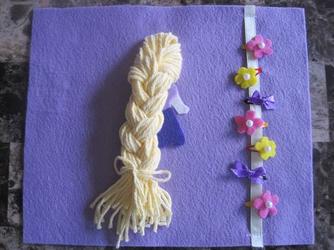 Disney Princess Inspired Quiet Book: Tangled Hair Page Pattern and ... Princess Quiet Book, Quiet Book Tutorial, Quiet Book Templates, Busy Books, Felt Books, Tangled Hair, Felt Quiet Books, Felt Book, Princess Inspired