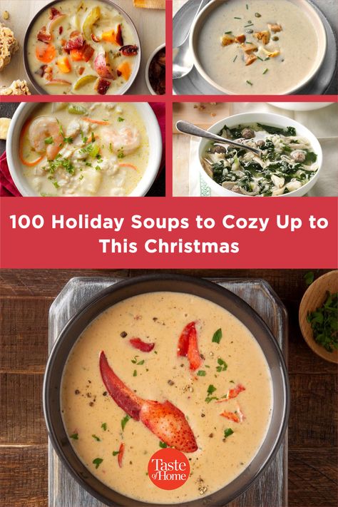 Best Soups For A Party, Christmas Dinner Soup Recipes, Easy Christmas Soup Recipes, Best Soups For Winter, Christmas Eve Soup Ideas, Soups For Christmas Eve, Cozy Winter Soup Recipes, Best Christmas Soup Recipes, Soups For Christmas Dinner