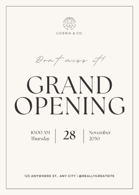 Business Invite Design, Grand Opening Social Media Post, Elegant Flyer Design, Aesthetic Social Media Design, Flyer Design Aesthetic, Grand Opening Invitations Template, Studio Opening Invitation, Elegant Social Media Design, Canva Invitation Ideas Business Opening Invitation Card, Open House Invitation Card, Invitation Card Business, Invitation Business Event, Grand Opening Social Media Post, Opening Design Poster, Poster Invitation Design, Aesthetic Event Poster, Elegant Flyer Design