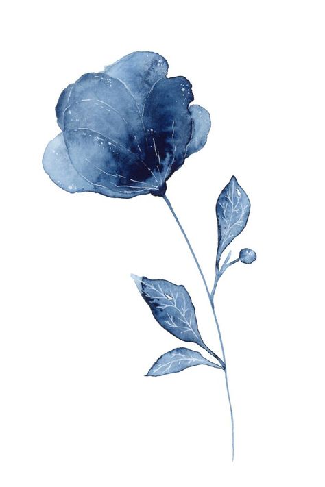 Akvarel Illustration, Indigo Flower, Blue Flower Painting, Watercolor Flower Art, 수채화 그림, Watercolor Flowers Paintings, Watercolor Trees, Flower Art Painting, Watercolor Flower