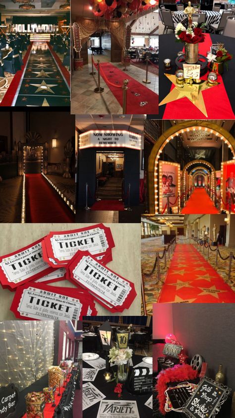 Hollywood Theme Prom, Prom Theme Decorations, Red Carpet Graduation, Oscar Party Decorations, Red Carpet Decorations, Hollywood Theme Party Decorations, School Dance Themes, Oscars Theme Party, Broadway Theme