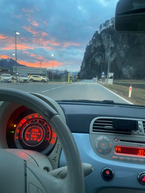 Driving Blue Aesthetic, Cars Blue Aesthetic, Fiat 500 Aesthetic Interior, Car Blue Aesthetic, Fiat 500 Interior Ideas, Fiat Aesthetic, Blue Aesthetic Car, Blue Car Aesthetic, Aesthetic Car Pictures