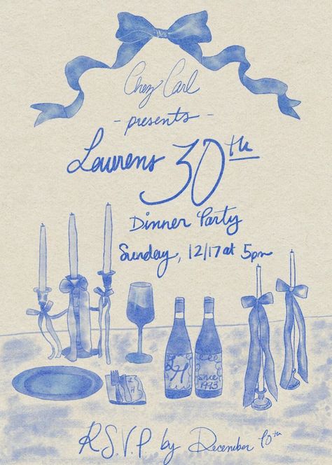 Art Event Invitation Design, Dinner Birthday Party Invitations, Vintage Dinner Party Invitation, 30th Dinner Party, Invitation Card Design Party, Hand Drawn Invitations, Invitation Card Design Digital, Hand Drawn Birthday Cards, Invitation Card Design Birthday