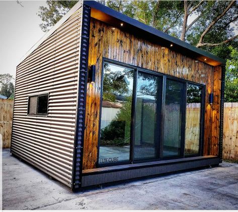 The Lux Cube is a Stunning Modern Minimalist Retreat Tiny Home Studio, Cube House, Patio Grande, House Shed, Building A Container Home, Backyard Sheds, Outdoor Sheds, House Viewing, Tiny House Interior