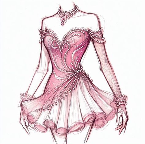 Ice Skate Tattoo Ideas, Figure Skating Dresses Design, Pink Ice Skating Outfit, Fashion Drawing Poses, Figure Skating Dresses Pink, Figure Skating Outfits Costumes, Pink Figure Skating Dress, Successful Author, 4 Daughters