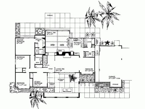 Level 1 Mediterranean Floor Plans, Southwest House Plans, Southwest House, Spanish Home, Mediterranean Style House Plans, Garage Style, Modern Garage, Mediterranean Home Decor, Mediterranean Design