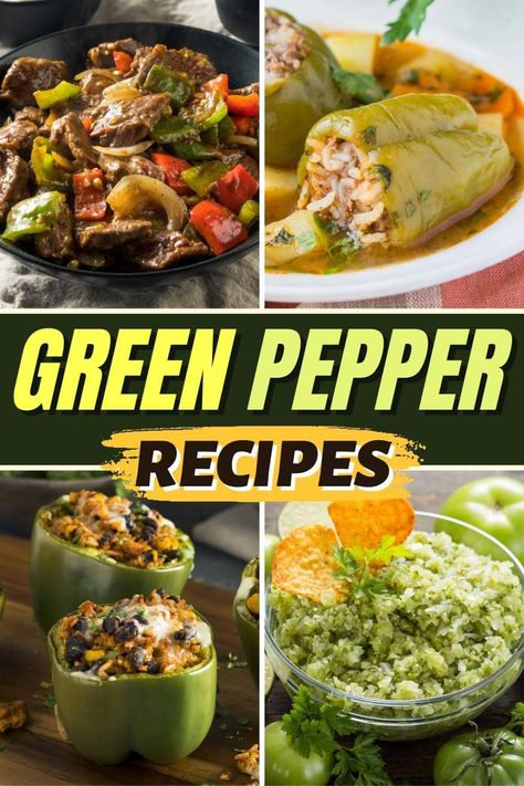 These delicious green pepper recipes are perfect to make for the family! From stuffed peppers to enchiladas to stir-fry, you can't top these incredible meals. Recipes That Use Green Peppers, Meals With Green Peppers, Food With Peppers, Uses For Green Peppers, What Can I Make With Peppers, Green Pepper Chicken, Green Bell Peppers Recipes, Recipes With Green Bell Peppers, What To Do With Green Peppers