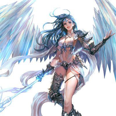 ArtStation - NESSI + Lightning Wings, Ice Angel, League Of Angels, Characters Inspiration, Female Character, Angels And Demons, Fantasy Warrior, Angel Art, Fantastic Art