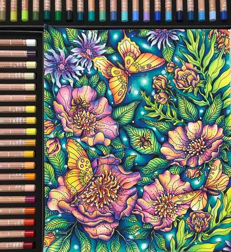 Joanna Basford Coloring, Prismacolor Art, Johanna Basford Coloring Book, Art Drawings Sketches Pencil, Hanna Karlzon, Basford Coloring, Johanna Basford Coloring, Pen And Watercolor, Coloured Pencils