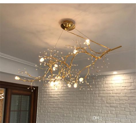 Modern Cherry Tree Branch Pendant Light Metal Crystal LED Pendant Lamp 12/ 16heads For Parlor Art Hotel Clothing Suspension G754 From James19198, $705.24 | DHgate.Com Diy Pendant Lamp, Gold Chandeliers, Chandelier Diy, Blown Glass Pendant Light, Branch Chandelier, Gold Ceiling, Wood Chandelier, Hanging Chandelier, White Pendant Light