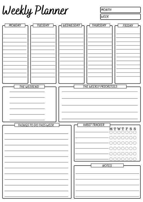 Printable Weekly Planner Planner Page Templates, Planner Sheets Printables Free, Happy Planner Printables Free, Planner Ideas Organizing, Free Printable Weekly Planner Template, Weekly Planner Ideas, Planer Organisation, Best Weekly Planner, Weekly Planner Print