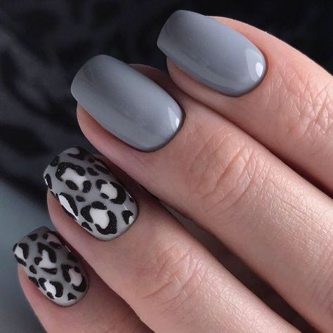 Gray Animal Print Nails, Grey Leopard Nails, Attractive Nails, Nail Nail Designs, Nail Polish Ideas, Cheetah Print Nails, Nails Art Designs, Sassy Nails, Leopard Print Nails