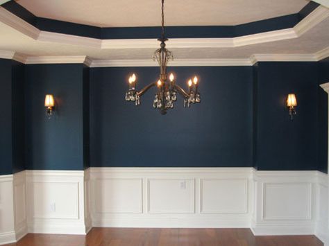 molding for the dining room wall | Formal Dining Room, Recessed Ceiling, Custom Molding, Chandelier, Wall ... Dining Room Wainscoting, Dining Room Remodel, Empty Room, Recessed Ceiling, Dining Room Inspiration, Room Remodeling, Dining Room Walls, The Ceiling, Wainscoting