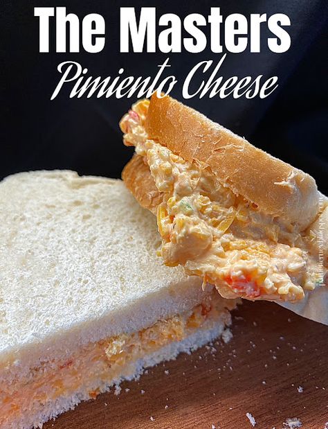 Olla-Podrida: Masters Pimento Cheese Sandwich Recipe The Masters Pimento Cheese Recipe, Old Fashioned Pimento Cheese Recipe, Masters Food, Masters Pimento Cheese, Mediterranean Grilled Cheese, Sweet Appetizers, Melting Potatoes Recipe, Pimento Cheese Sandwich, Cream Cheese Spread Recipes