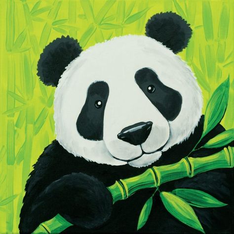 Pre Drawn Canvas For Painting, Canvas Paint Party, Social Artworking, Canvas For Painting, Pre Drawn Canvas, Diy Rhinestone Crafts, Easy Camp, Panda Painting, Bear Painting