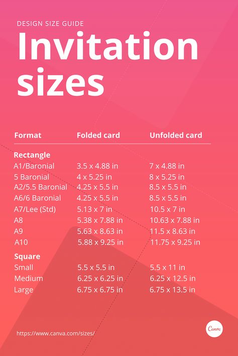 Increase your chances for a better turnout at your next event with an attractive design in the proper size. Learn more about invitation sizes with our design size guide. Graphic Design Canva Tips, Text Heavy Infographic Design, Graphic Design Rules Tips, Flyer Size Guide, Basic Graphic Design Rules, Brochure Size, Using Canva, Graphic Design Infographic, Design Basics