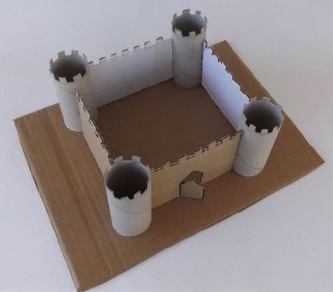 Paper Castle, Castle Crafts, Cardboard Castle, Castle Project, Toilet Roll Craft, Roll Craft, Toilet Paper Crafts, Toilet Paper Rolls, Toilet Paper Roll Crafts