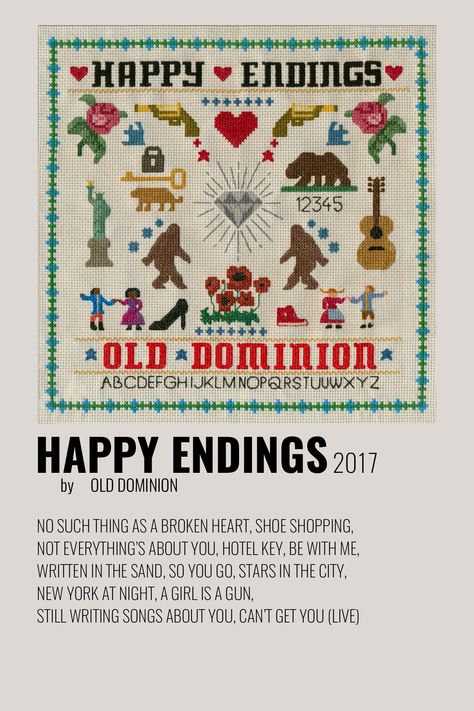 Country Playlist, Album Posters, Aesthetic Old, Minimalistic Aesthetic, Old Dominion, Music Posters, Everything About You, Cross Stitching, Music Tv