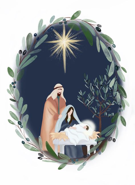 Nativity Scene Christmas Tree, Nativity Scene Art Simple, Nativity Wallpaper, Baby Jesus Painting, Nativity Scene Art, Watercolor Nativity, Manger Scenes Nativity, Bird Painting Acrylic, Diy Paint Projects