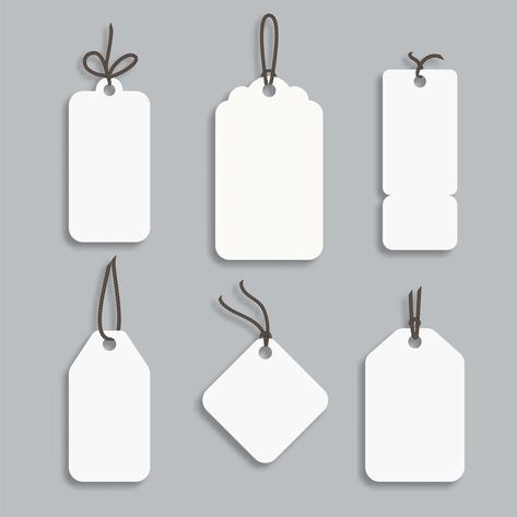 White paper price tag or gift tag in different shapes. Set of labels with cord. Gift Tag Shapes, Price Tag Design, Graphic Shapes Design, Label Shapes, Graphic Shapes, Shapes Design, Rhombus Shape, Shape Templates, Newspaper Print