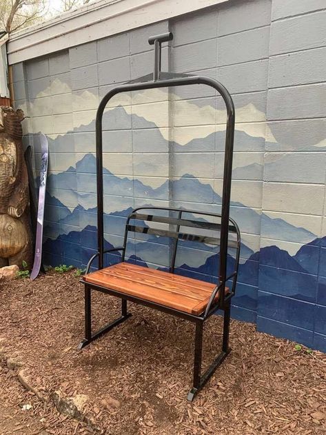 Premium Ski Chairlift Bench Powder Coated gloss Black Ski Lift Bench, Chairlifts, Lift Chair, Ski Lifts, Ski Bench, Mountain Living - Etsy Ski Bench, Ski Lift Chair, Ski Gondola, Montana House, Patio Sets, Manitou Springs, Mountain Living, Garage Walls, Ski Lift