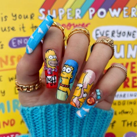 Nail Art Set, Artist On Instagram, The Simpsons, Nail Artist, Fashion Nails, Nail Ideas, Press On Nails, Nail Inspo, Acrylic Nails