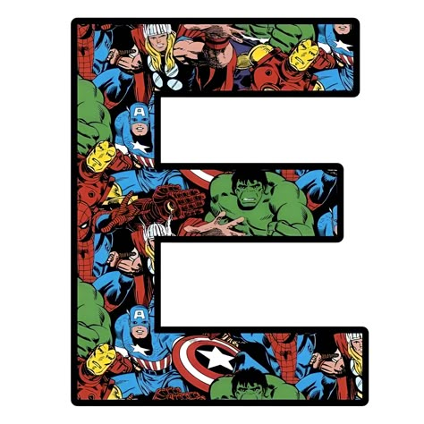 Marvel Birthday Party Decorations, Diy Superhero Birthday Party, Super Hero Letters, Avengers Party Decorations, Avengers Birthday Party Decorations, Superhero Alphabet, Superhero Letters, Avengers Room, Spiderman Birthday Cake