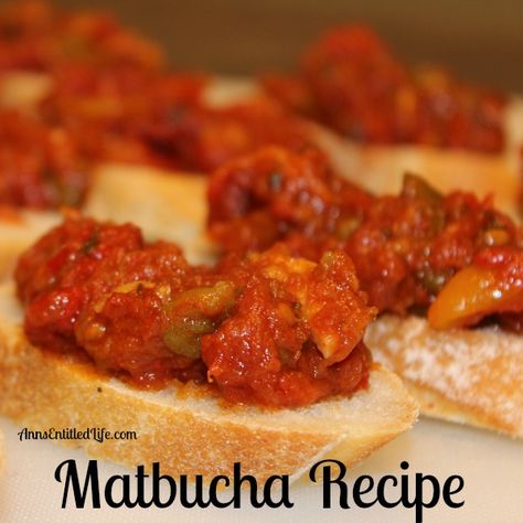 Matbucha Recipe; Matbucha is a beautiful Middle Eastern appetizer made with tomatoes and roasted bell peppers, seasoned with garlic and herbs. http://www.annsentitledlife.com/recipes/matbucha-recipe/ Matbucha Recipe, Roasted Bell Peppers, Middle East Food, Middle Eastern Dishes, Moroccan Food, Recipe Roundup, Carving Knife, Middle Eastern Recipes, Top Recipes