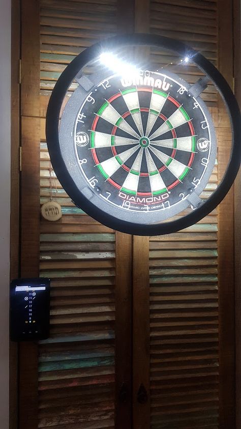 Dartboard surround light Dartboard Light, Darts Board, Dartboard Surround, Dart Board Wall, Wall Holder, Board Wall, Games Room, Dart Board, Design Wood