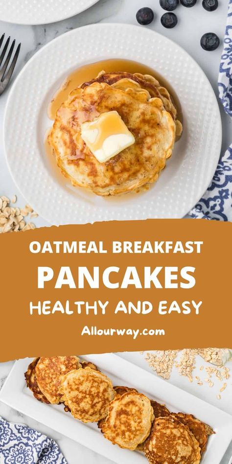 These oatmeal pancakes are the ultimate breakfast crowd-pleaser! Fluffy, delicious, and packed with wholesome oats, they will have your whole family begging for seconds. Rolled Oat Pancakes, Easy Oatmeal Pancakes Healthy, Healthy Protein Packed Breakfast, Pancake Recipe With Oats, Oatmeal Pancakes Easy 3 Ingredients, Pancakes With Oatmeal, Fluffy Oatmeal Pancakes, Healthy Oatmeal Pancakes, Breakfast Crowd