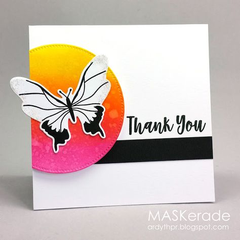 TO83, CTS221 Butterfly Thank You Butterfly Inspiration, Handmade Thank You Cards, Mft Stamps, Quick Cards, Butterfly Cards, Card Making Inspiration, Lawn Fawn, Card Layout, Distress Ink