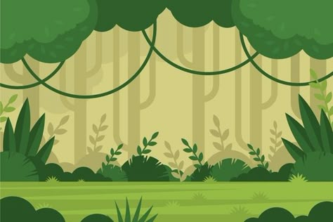 Jungle Illustration Background, Cartoon Jungle Background, Forest Cartoon Background, Jungle Habitat, Wild Background, Nature Animation, Green Nature Background, Jungle Drawing, Jungle Cartoon